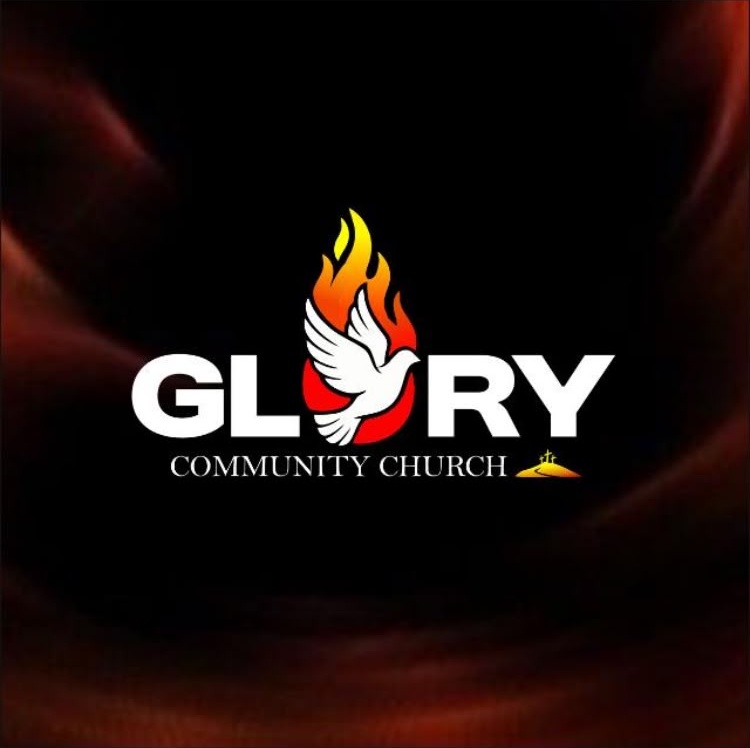 Glory Community Church logo: a white dove rising through a flame